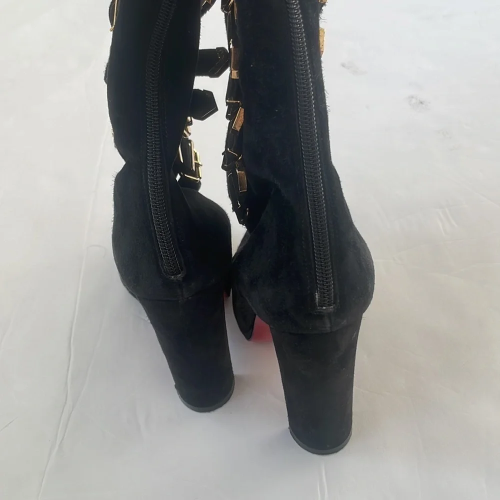 Christian Louboutin Black Suede leather Lady Trop tall boots 37.5